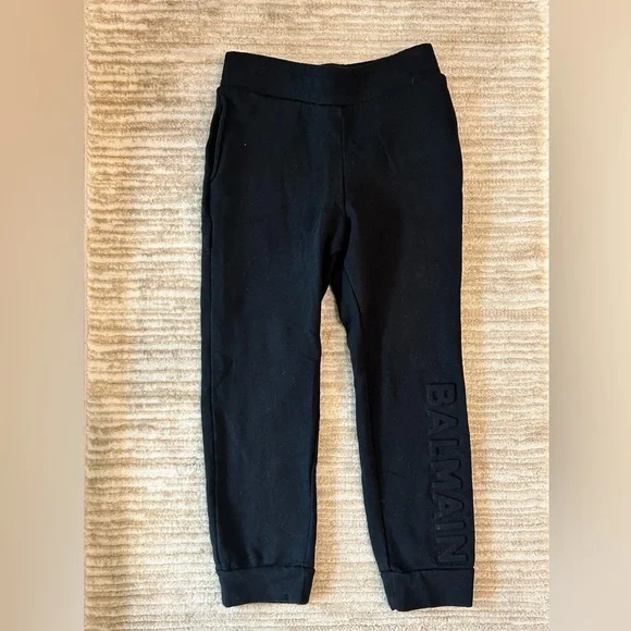 Balmain Kids 100% Cotton Logo Track Pants with Logo Print, Authentic